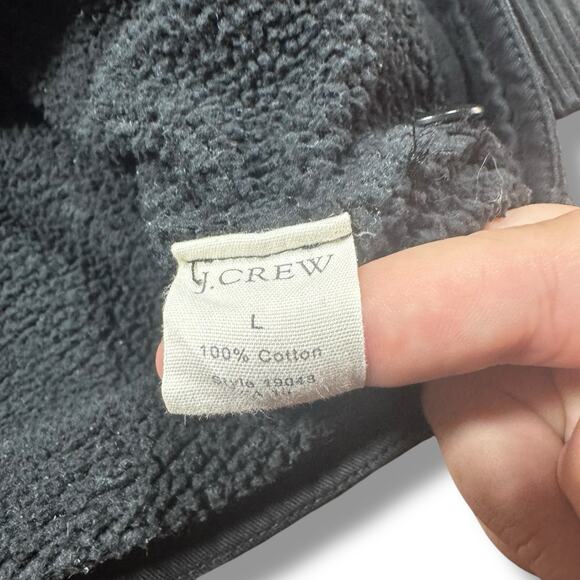 J Crew Outerwear Fleece Jacket Mens Large Button Up Heavy Cotton Pockets Black - Picture 6 of 8